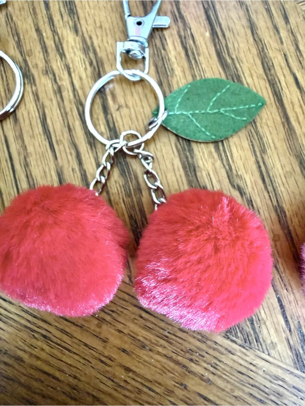 Pom Pom Fruit Keychain Accessory - Strawberry, cherries or lemon Choose 1